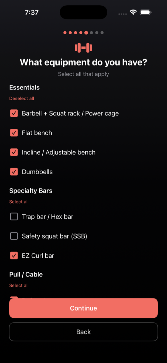 Equipment checklist for home gym setup