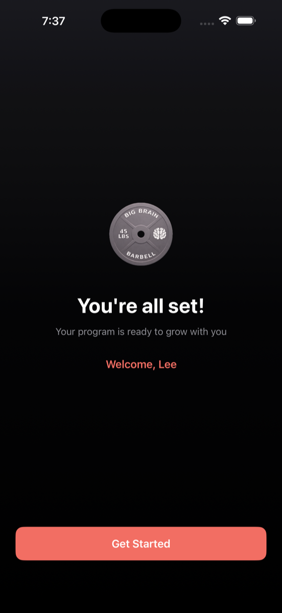 Onboarding completion screen